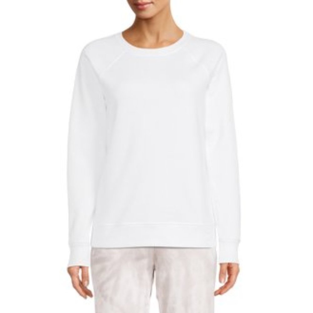 Time and Tru Bright White Staple Sweatshirt Basic Soft Crewneck Top